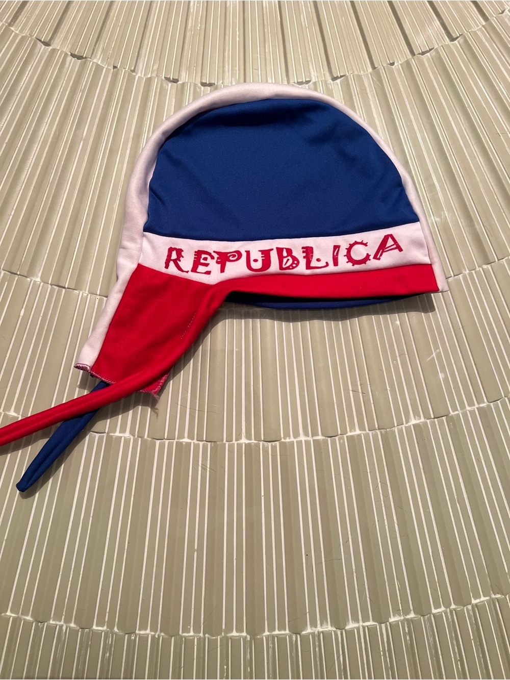 Republica Women’s Blue, White & Red Tie-Back Swim/Activity Cap